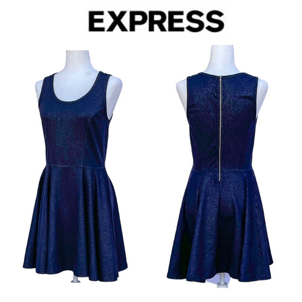 EXPRESS Black Shimmer Fit & Flare Sleeveless Dress